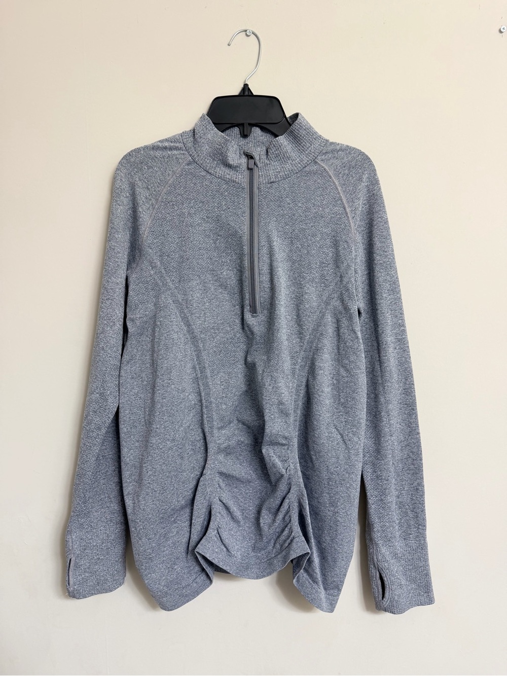 Athletes Women’s Gray Quarter Zip Athletic Pullover Thumbhole Long Sleeve Top L - Picture 2 of 6